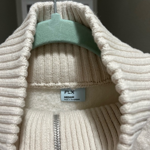 Women's FLX Quarter-Zip Pullover Sweater - Size Medium - Polar Beige - Picture 2 of 4